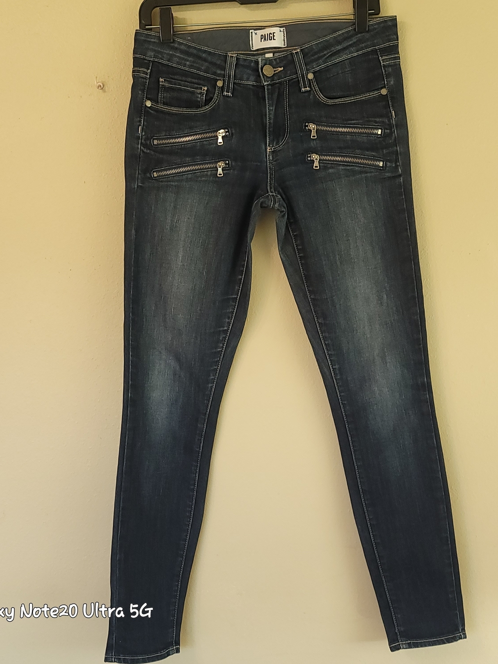 PAIGE Edgemont Ultra Skinny Double Zipper Jeans Dark Wash Size 28 Excellent Cond